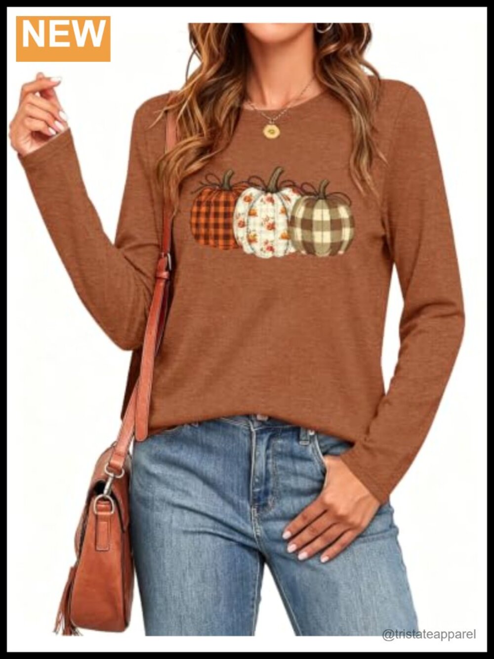 Women Long Sleeve Pumpkin T-Shirt Halloween Fall Casual Tee
